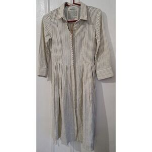 Anita Dongre womens Small ALL NATURAL KALA COTTON Button SHIRT DRESS Beige